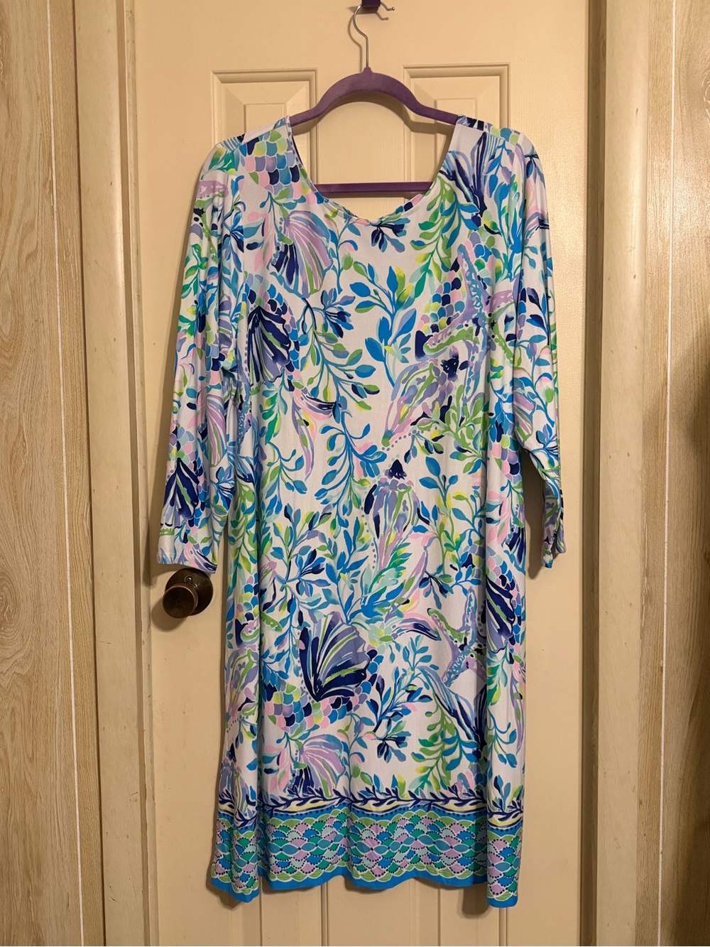 Lilly Pulitzer floral Scoop-Neck Midi Dress in Blue & Green